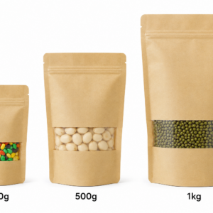 Kraft Paper Pouches with Window - 100 pcs